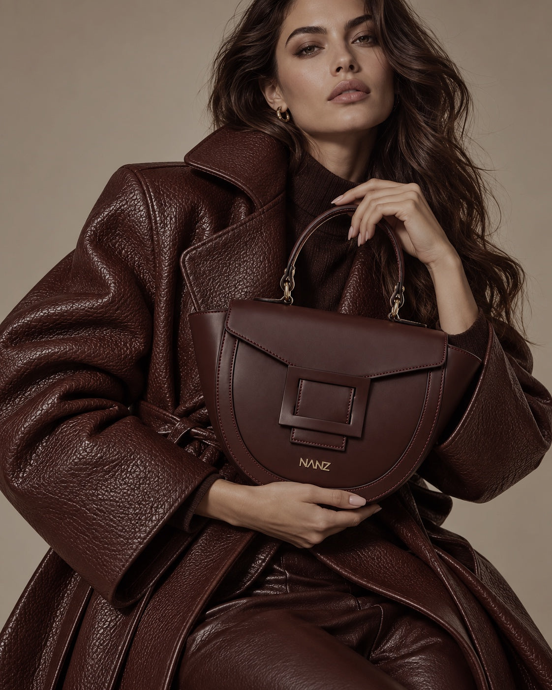 NANZ Lucella Sculpture Handbag - Burgundy