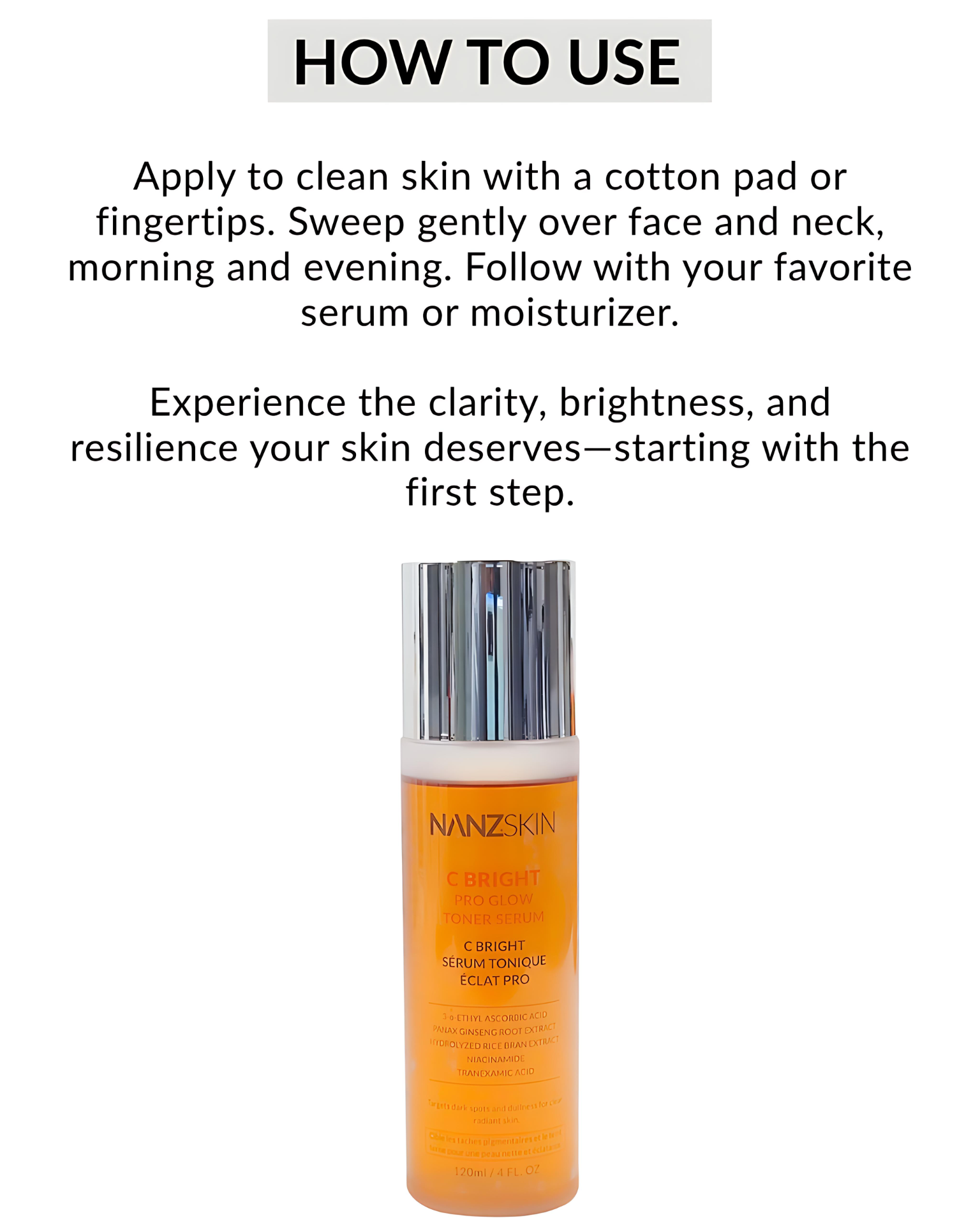 NANZSKIN C BRIGHT PRO GLOW TONER SERUM