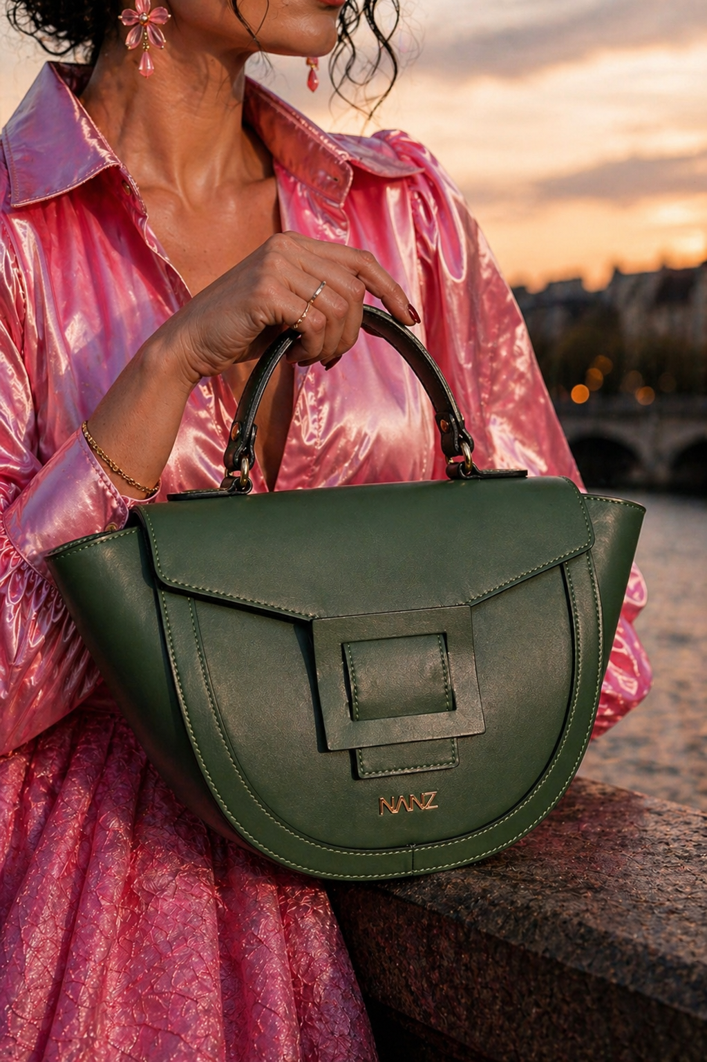 NANZ Lucella Sculpture Handbag - Green