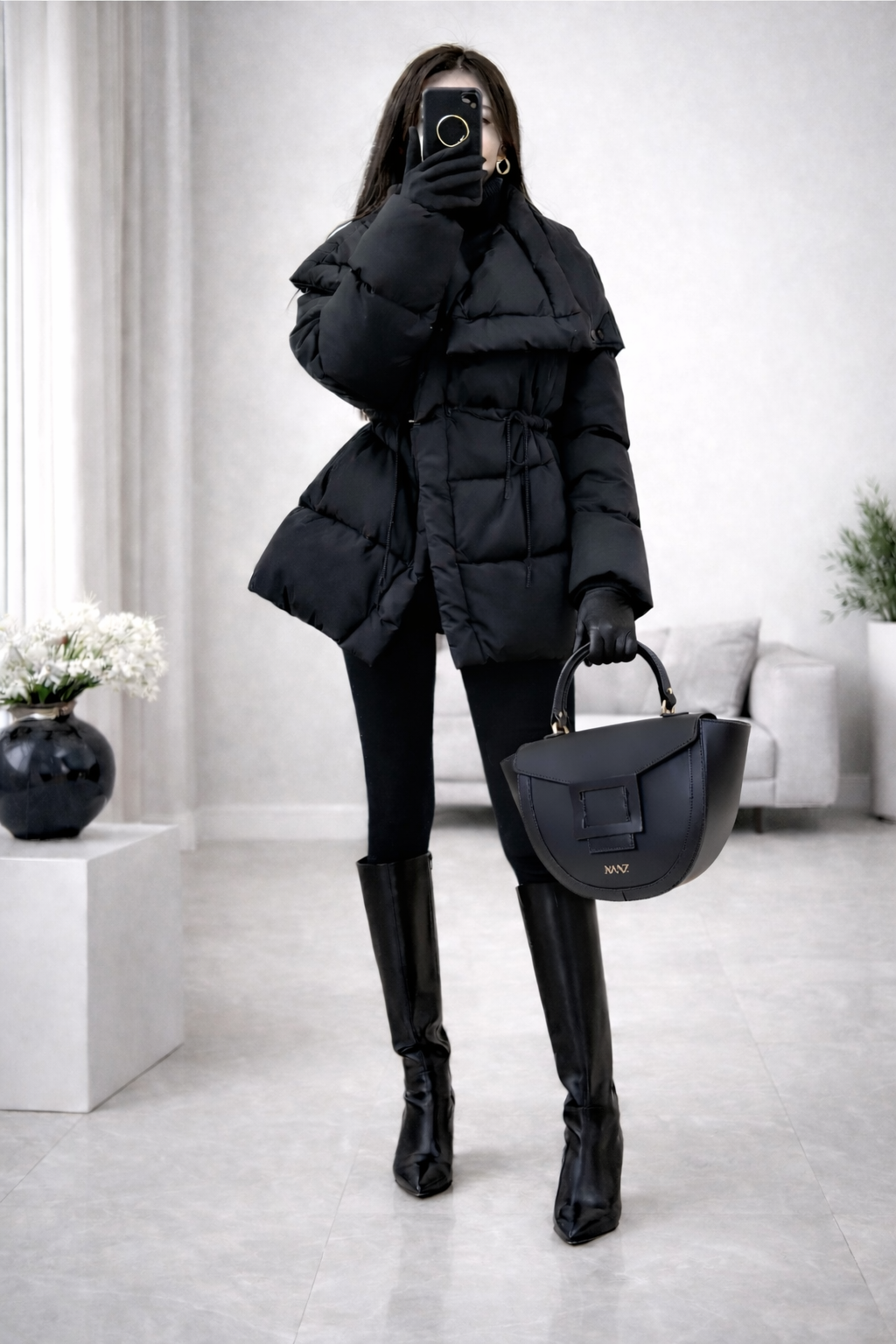 NANZ Lucella Sculpture Handbag - Black