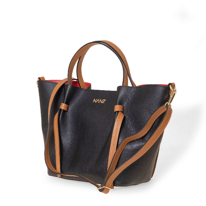 NANZ Élodie Noir Tan Leather Handbag