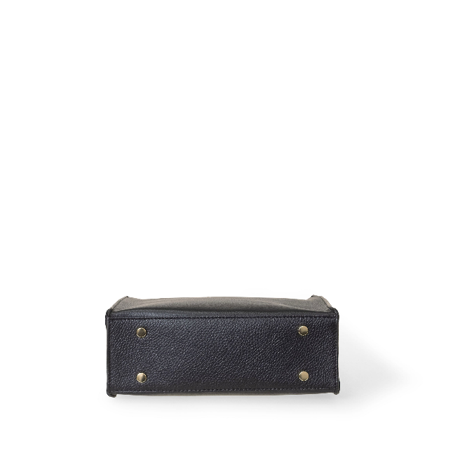 NANZ Milano Pebbled Leather Compact Tote - Black