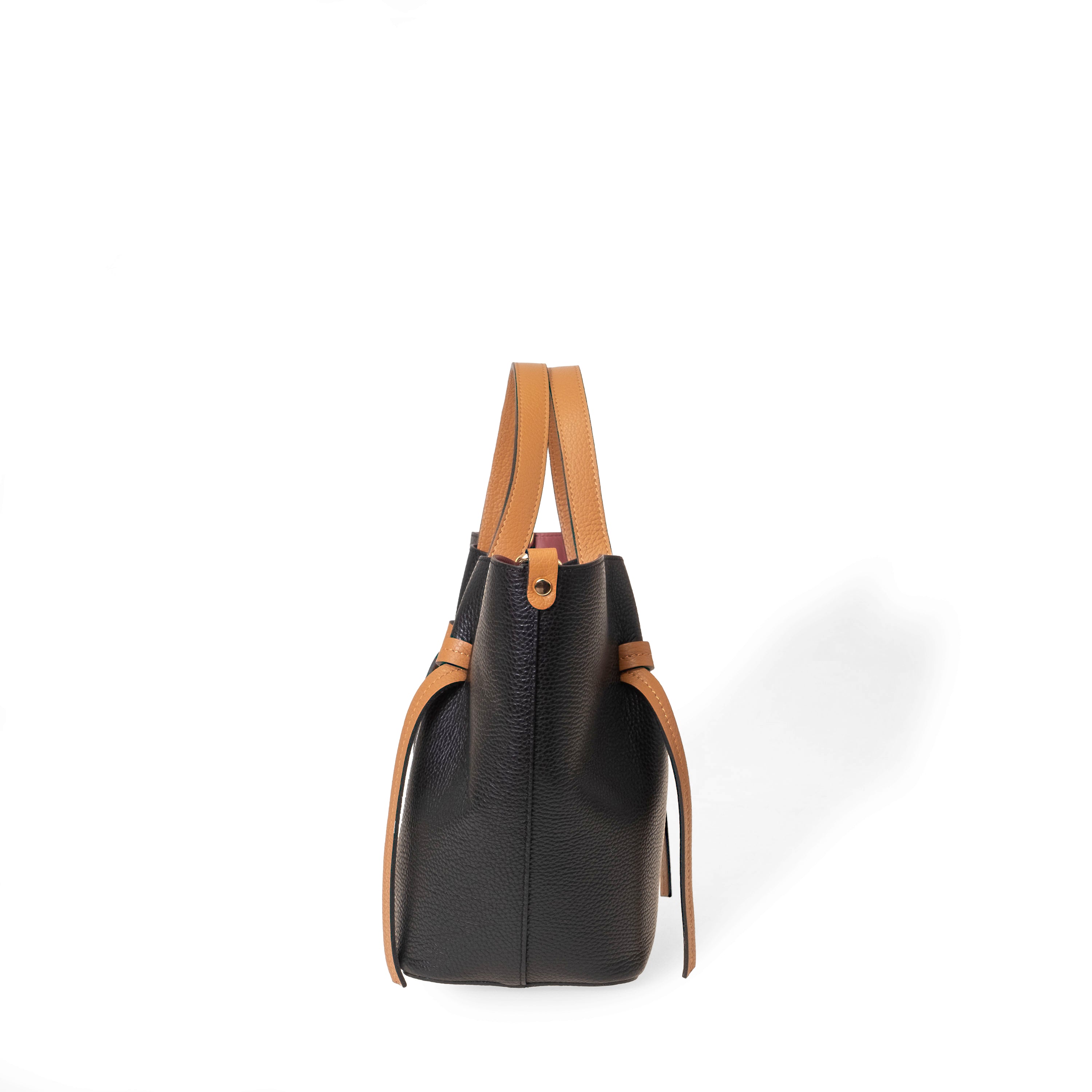 NANZ Élodie Noir Tan Leather Handbag