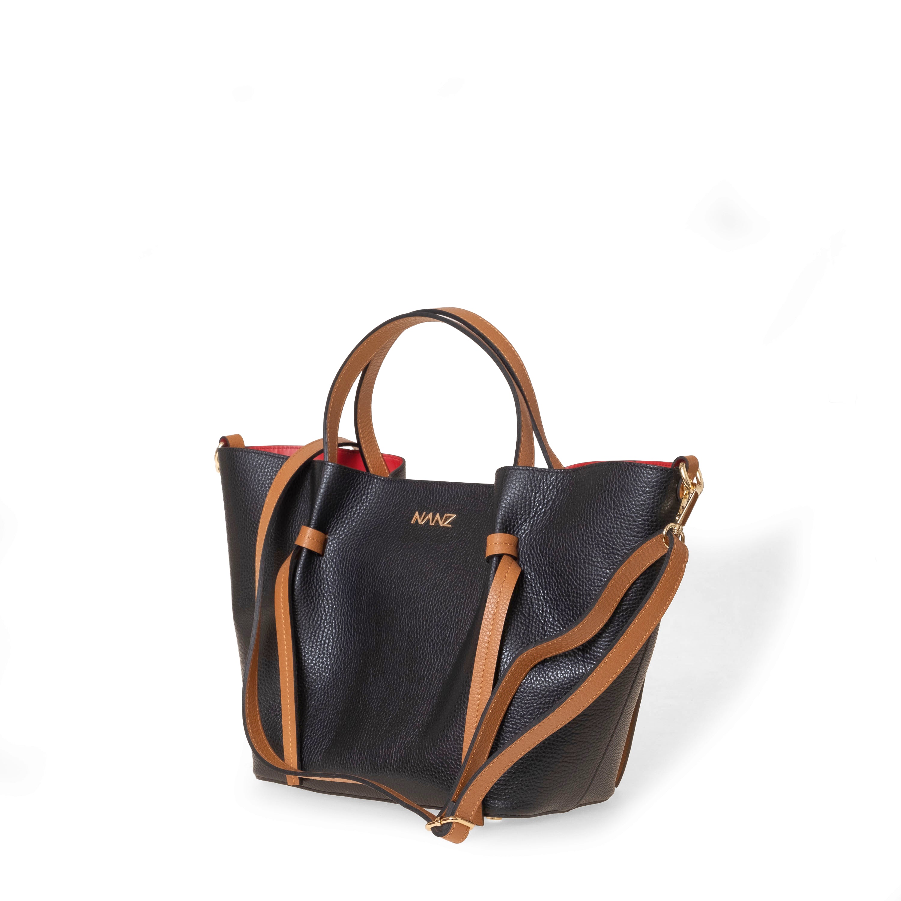 NANZ Élodie Noir Tan Leather Handbag