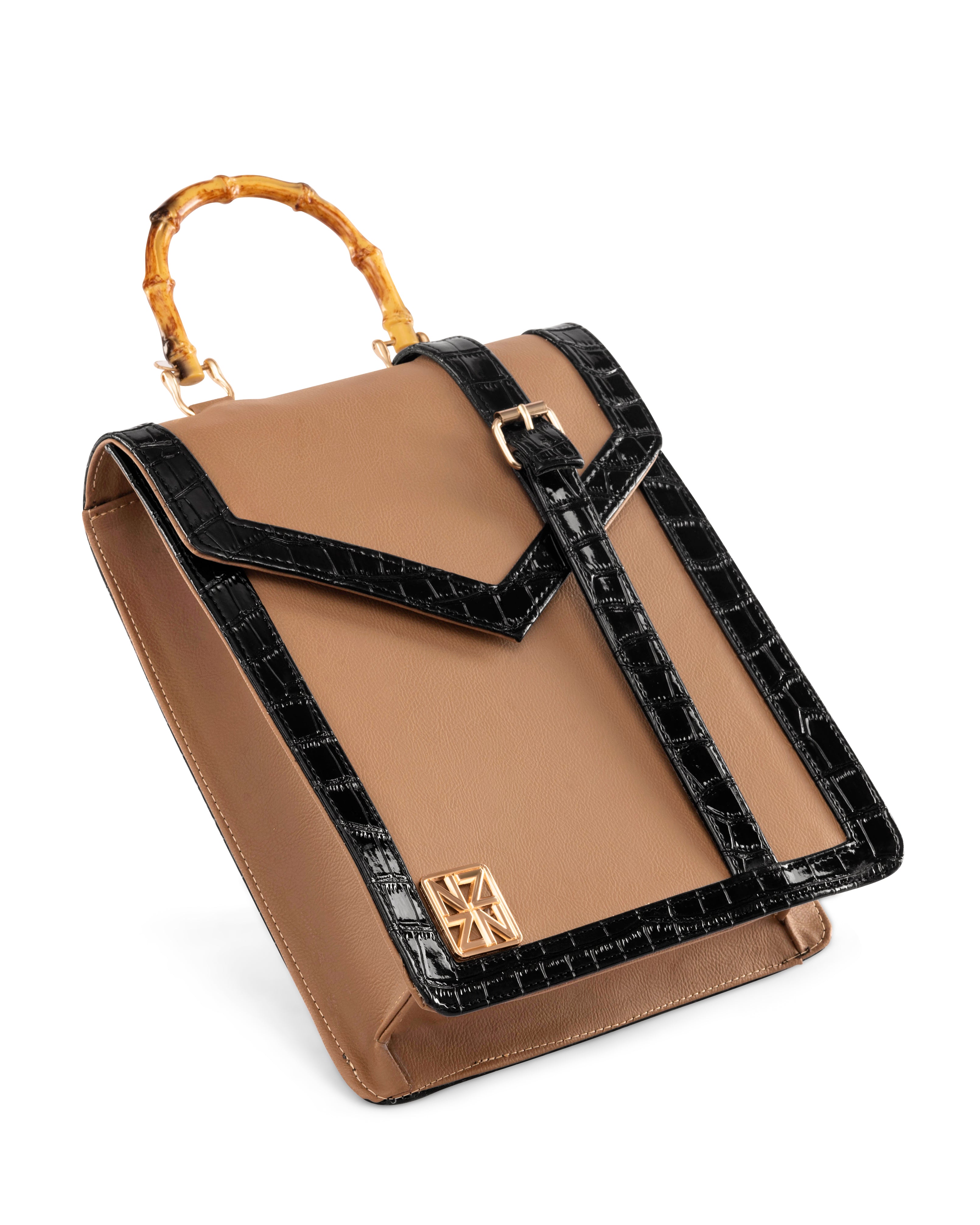 NANZ HERITAGE BAMBOO HANDBAG - Tan