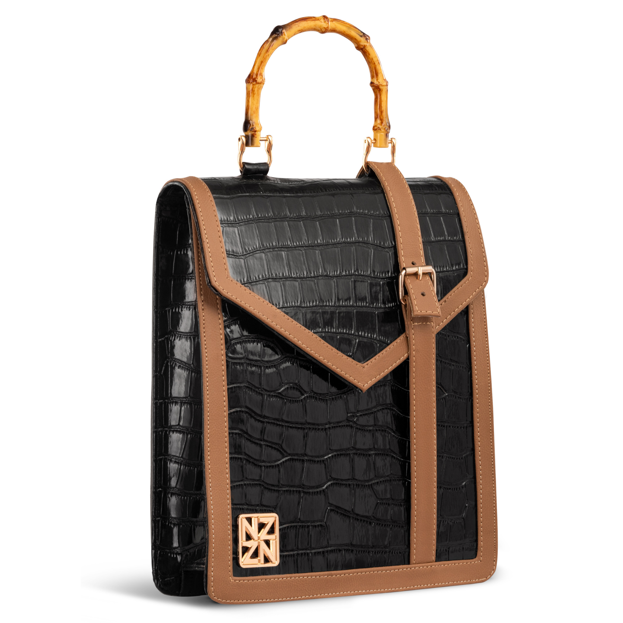 NANZ HERITAGE BAMBOO HANDBAG - Black