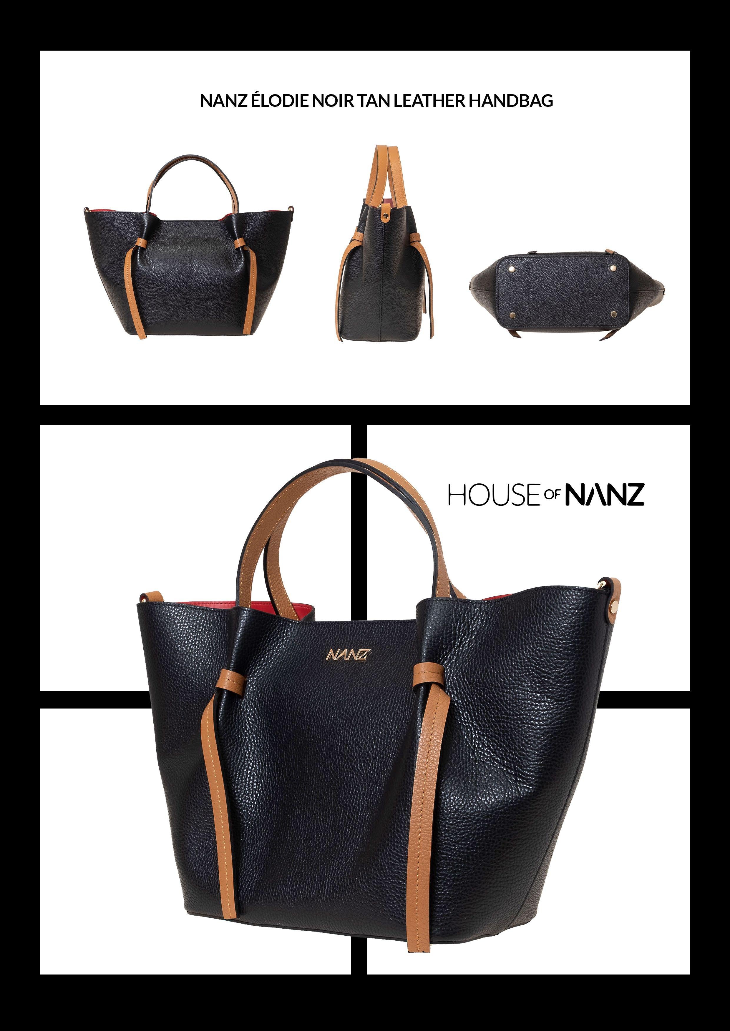 NANZ Élodie Noir Tan Leather Handbag