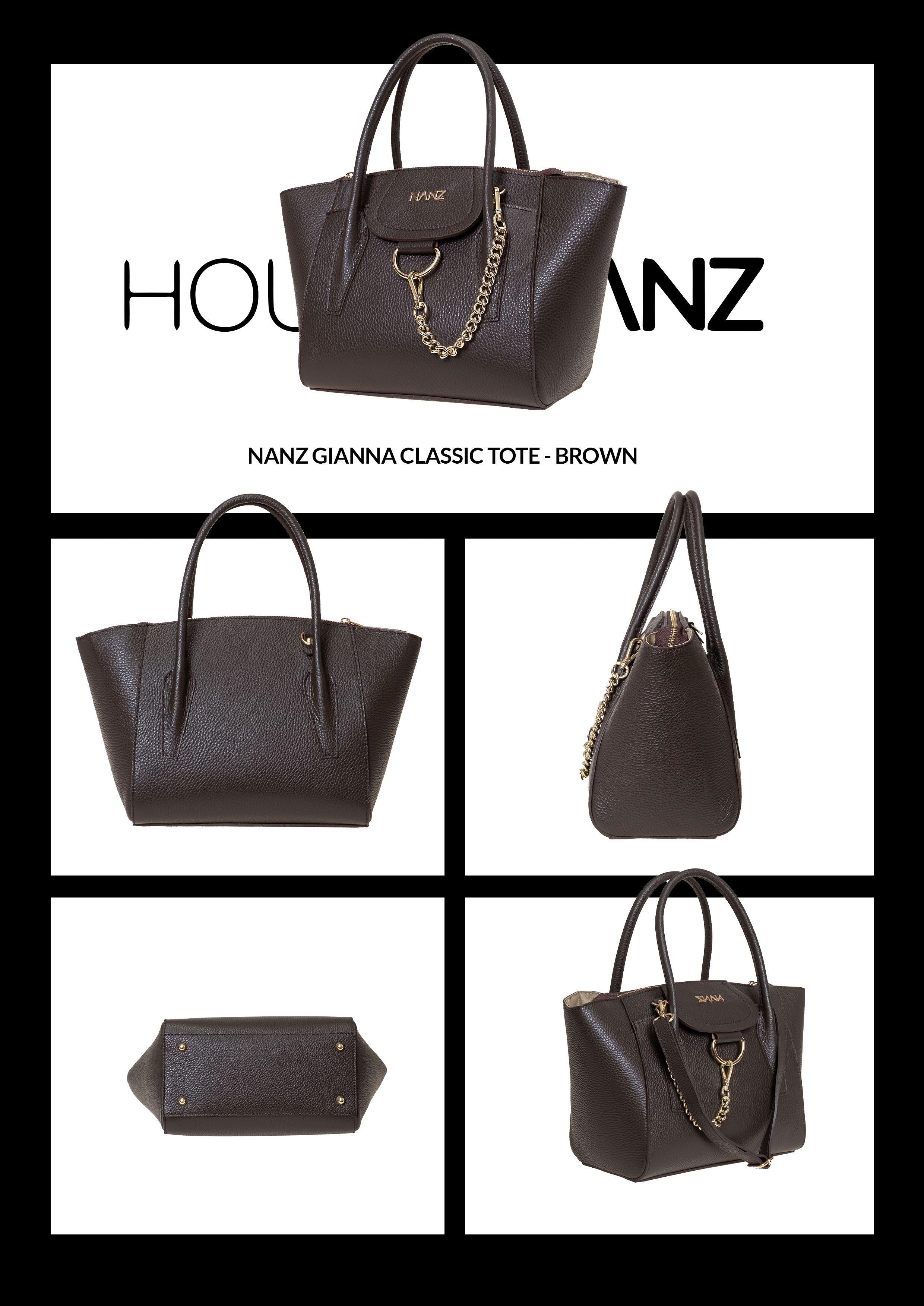 NANZ Gianna Classic Tote - Brown.