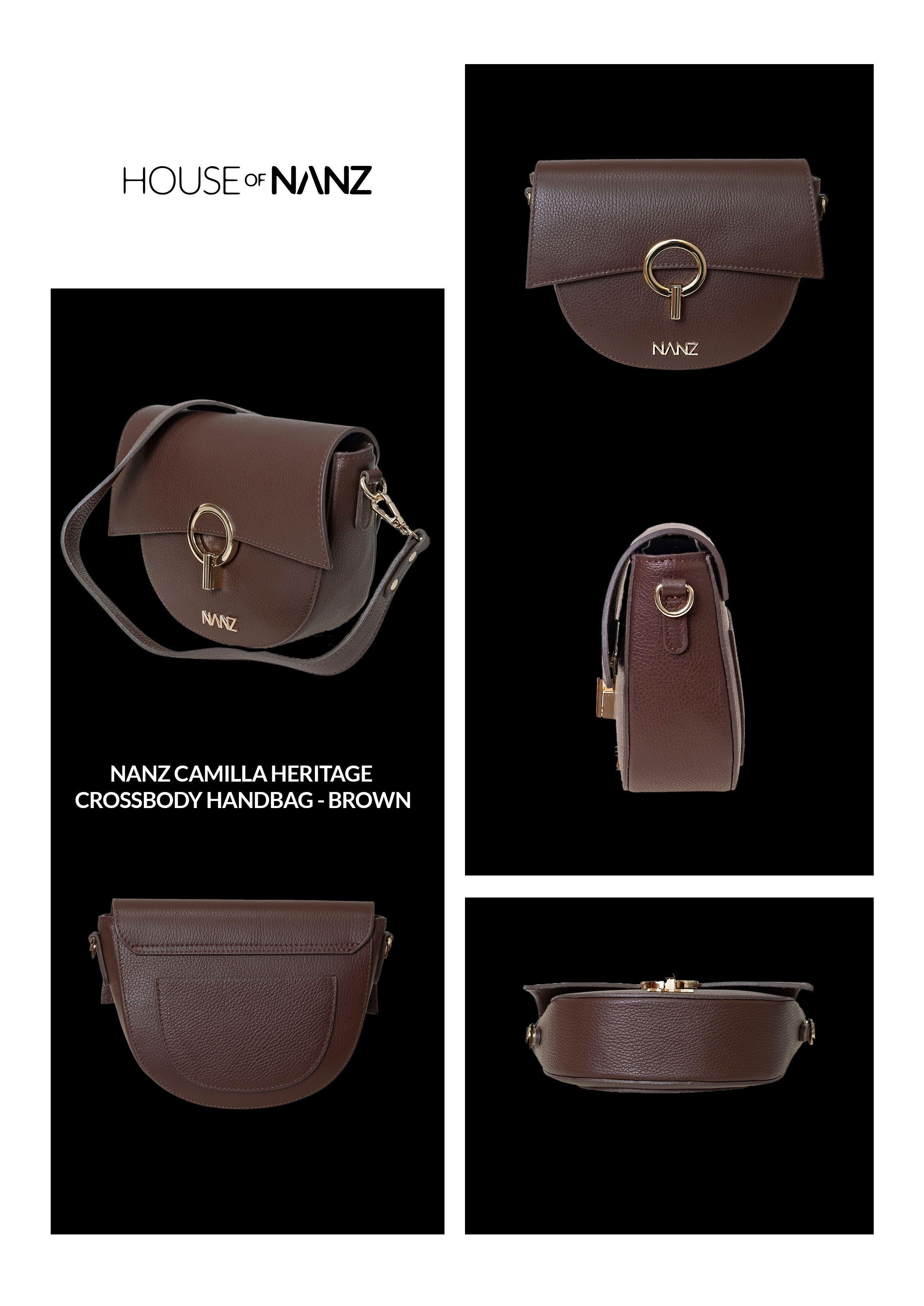 NANZ Camilla Heritage Crossbody Handbag - Brown