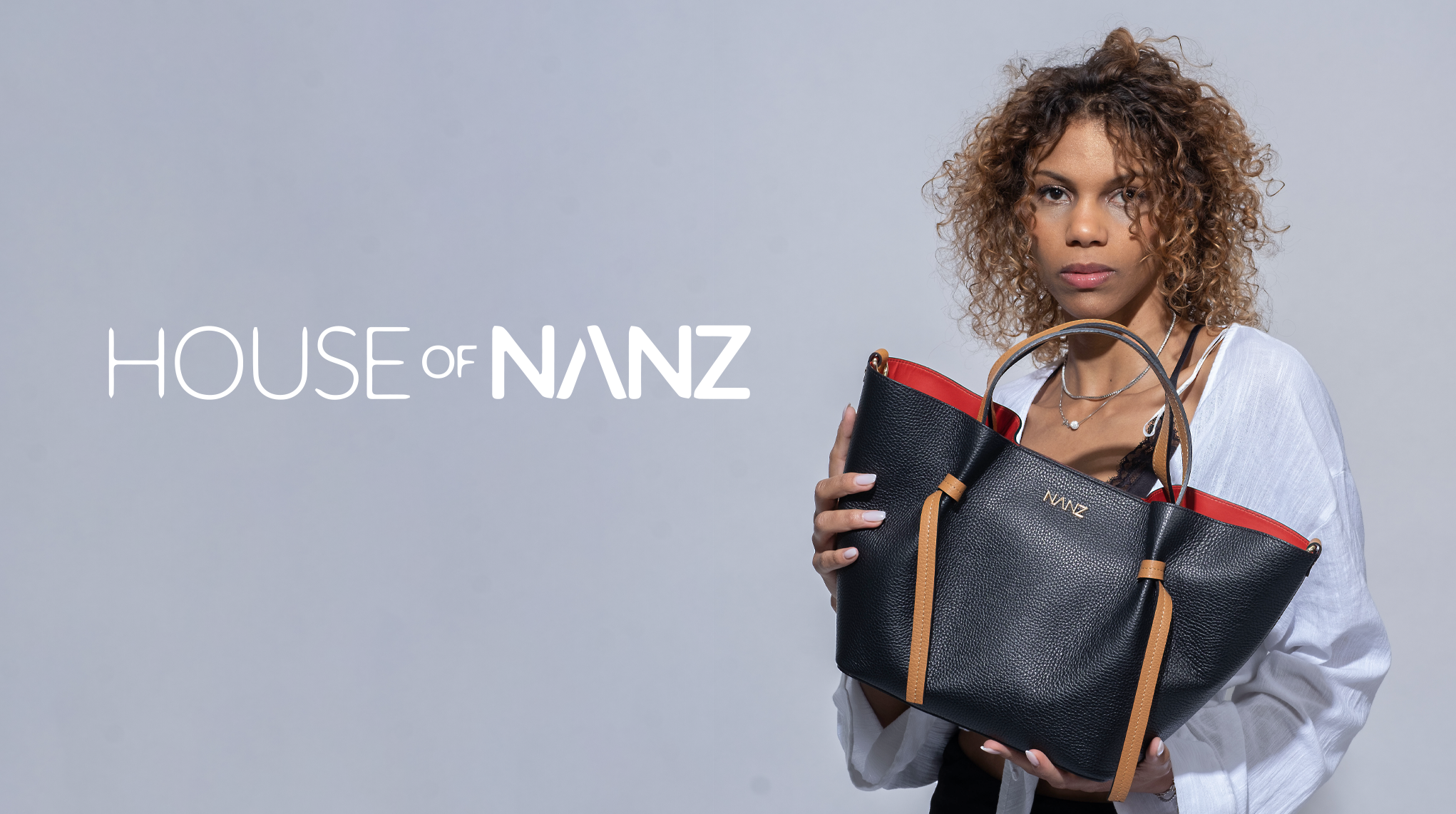 NANZ Élodie Noir Tan Leather Handbag