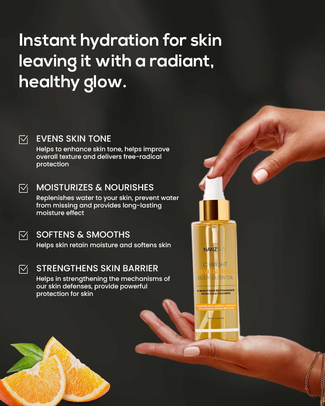 NANZSKIN c bright revitalising body glow oil