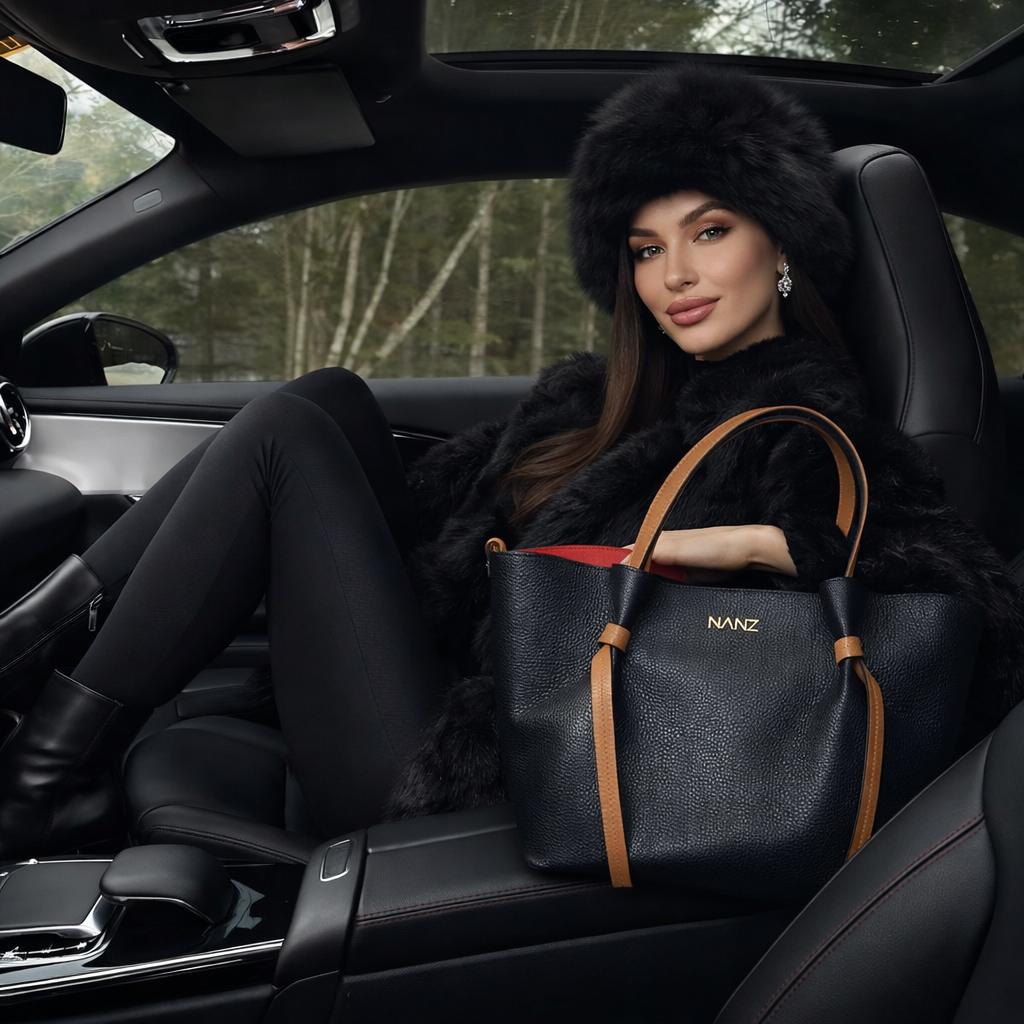 NANZ Élodie Noir Tan Leather Handbag