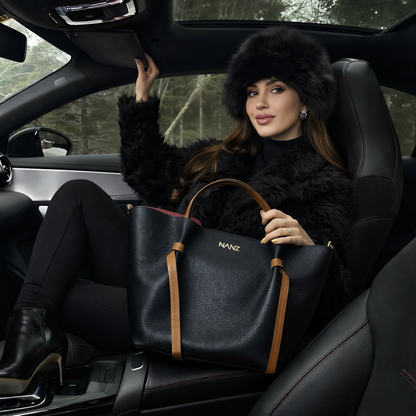NANZ Élodie Noir Tan Leather Handbag