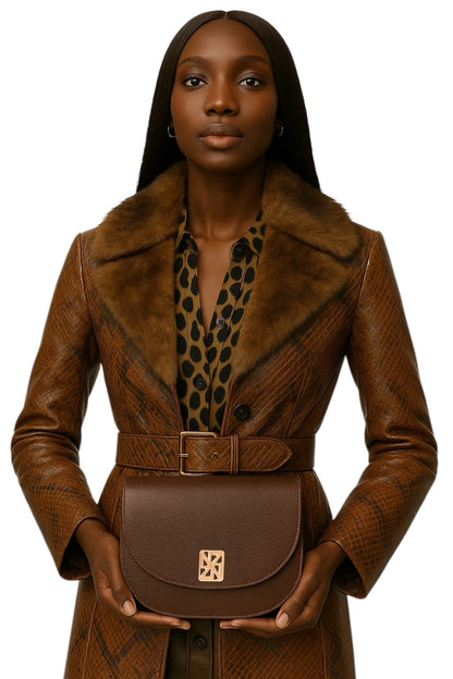 NANZ Allegra Iconic Crossbody Handbag - Brown