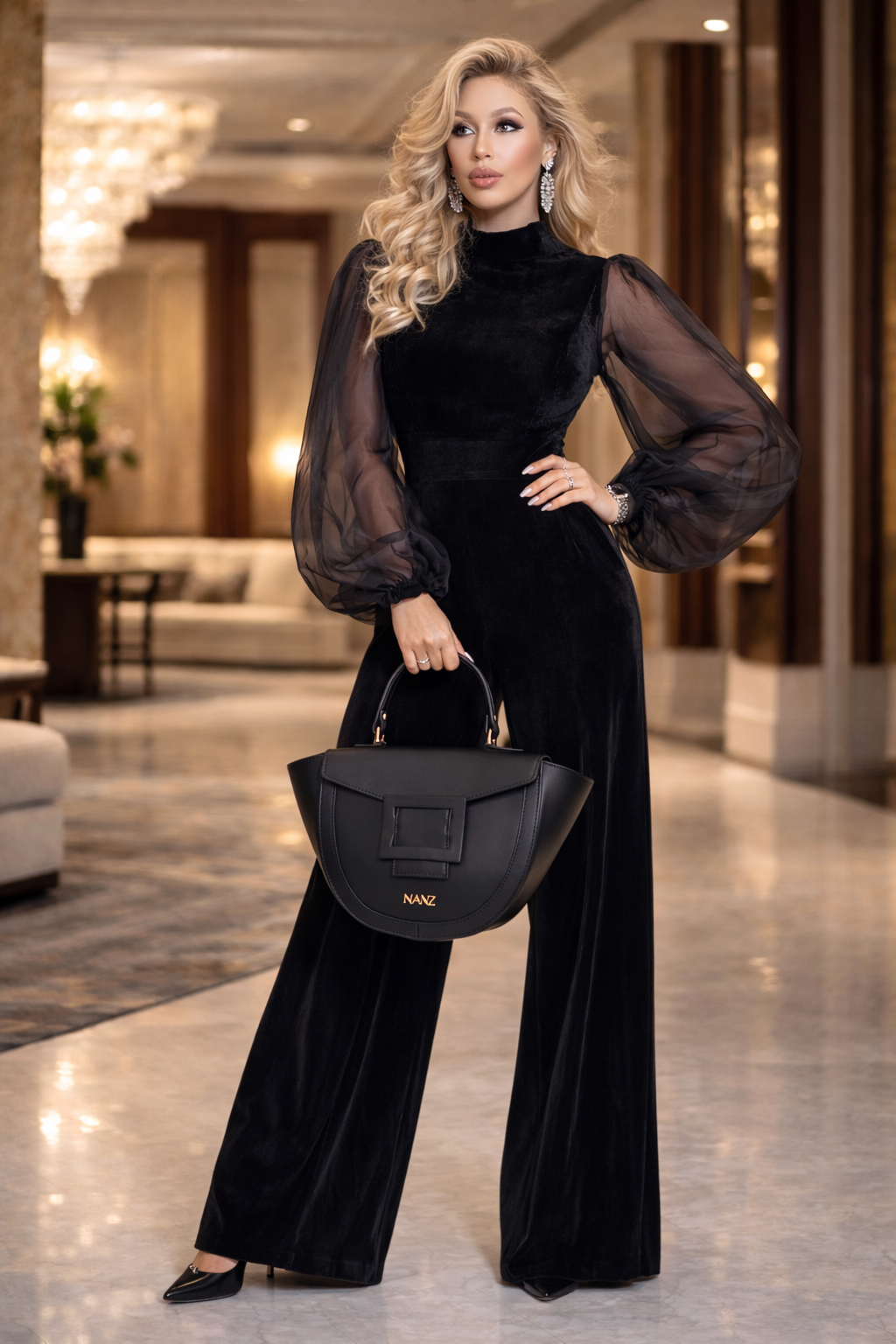 NANZ Lucella Sculpture Handbag - Black