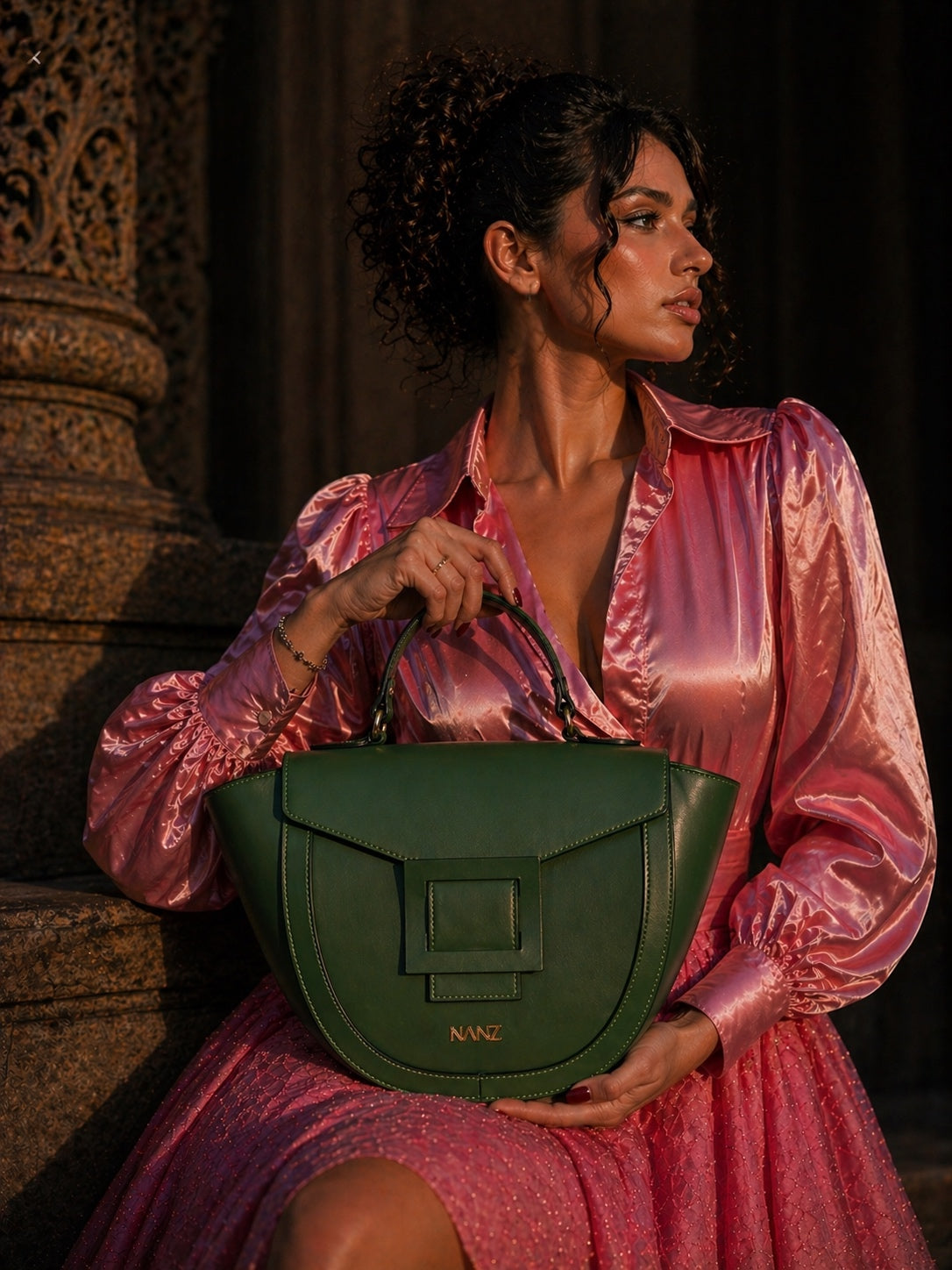NANZ Lucella Sculpture Handbag - Green