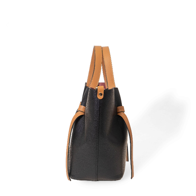 NANZ Élodie Noir Tan Leather Handbag