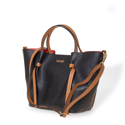 NANZ Élodie Noir Tan Leather Handbag