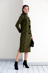 NANZ. Luxe Zig-Zag Midi Knitted Dr