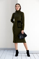 NANZ. Luxe Zig-Zag Midi Knitted Dr