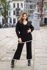 NANZ oversize knitted co ord set with edge line in black