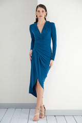 NANZ luxe Viva Wrap Midi Dress - blue