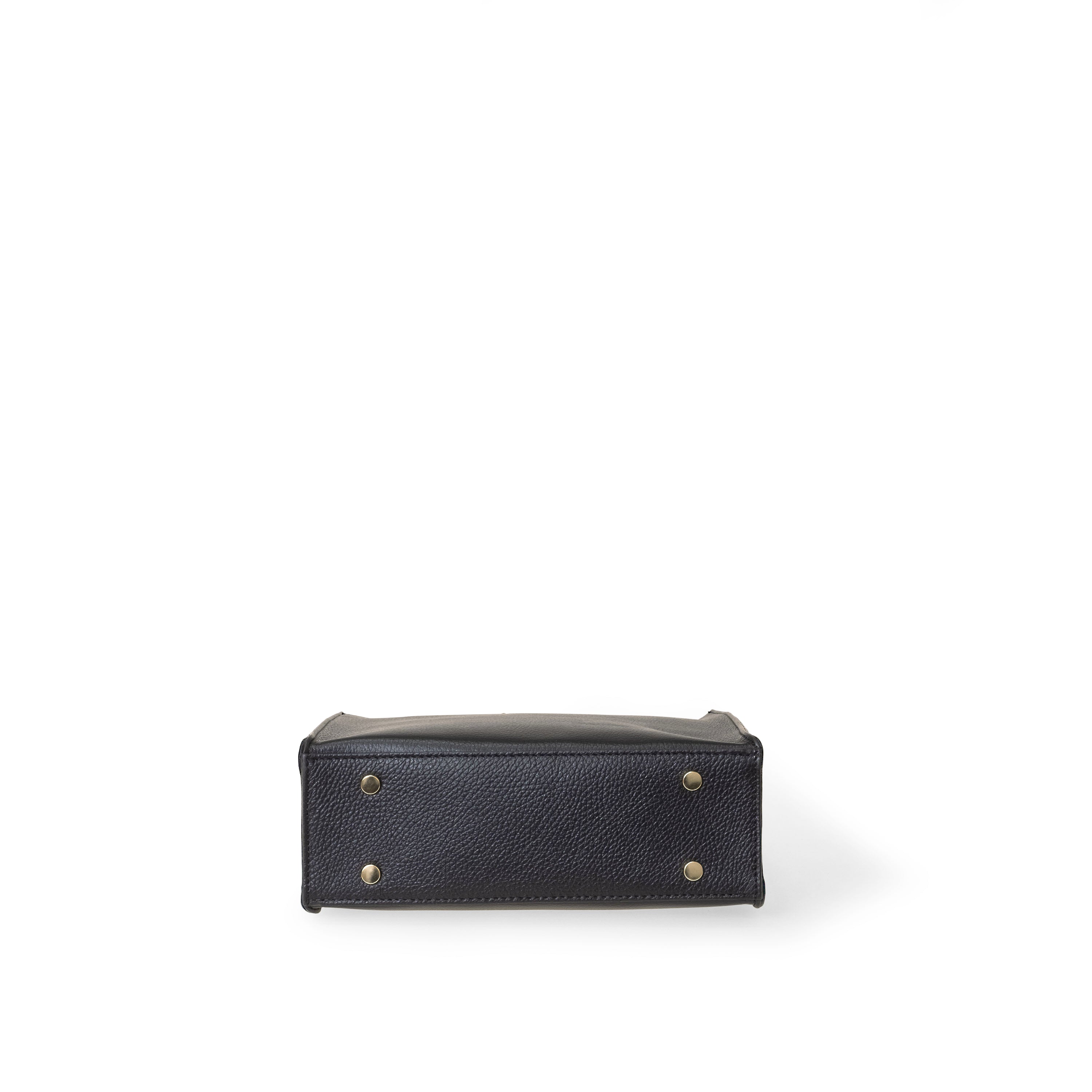 NANZ Milano Pebbled Leather Compact Tote - Black