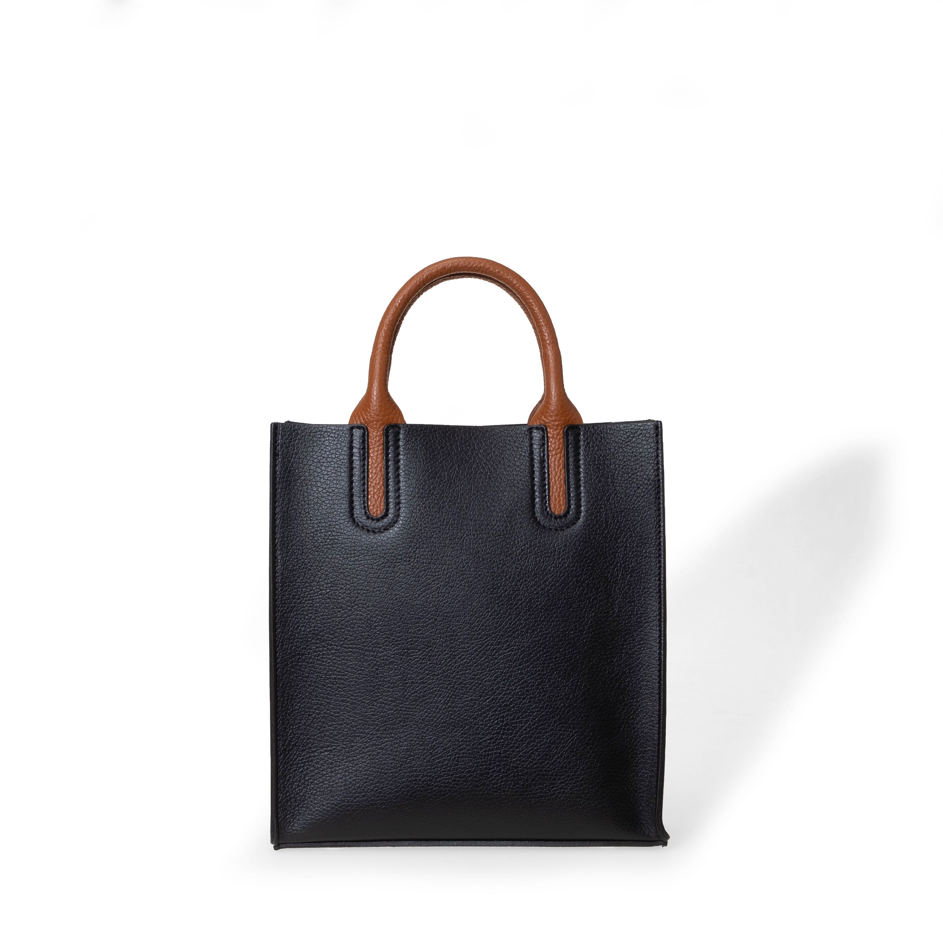NANZ Milano Pebbled Leather Compact Tote - Black