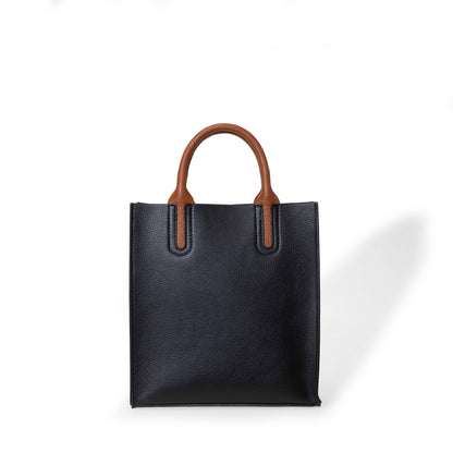 NANZ Milano Pebbled Leather Compact Tote - Black