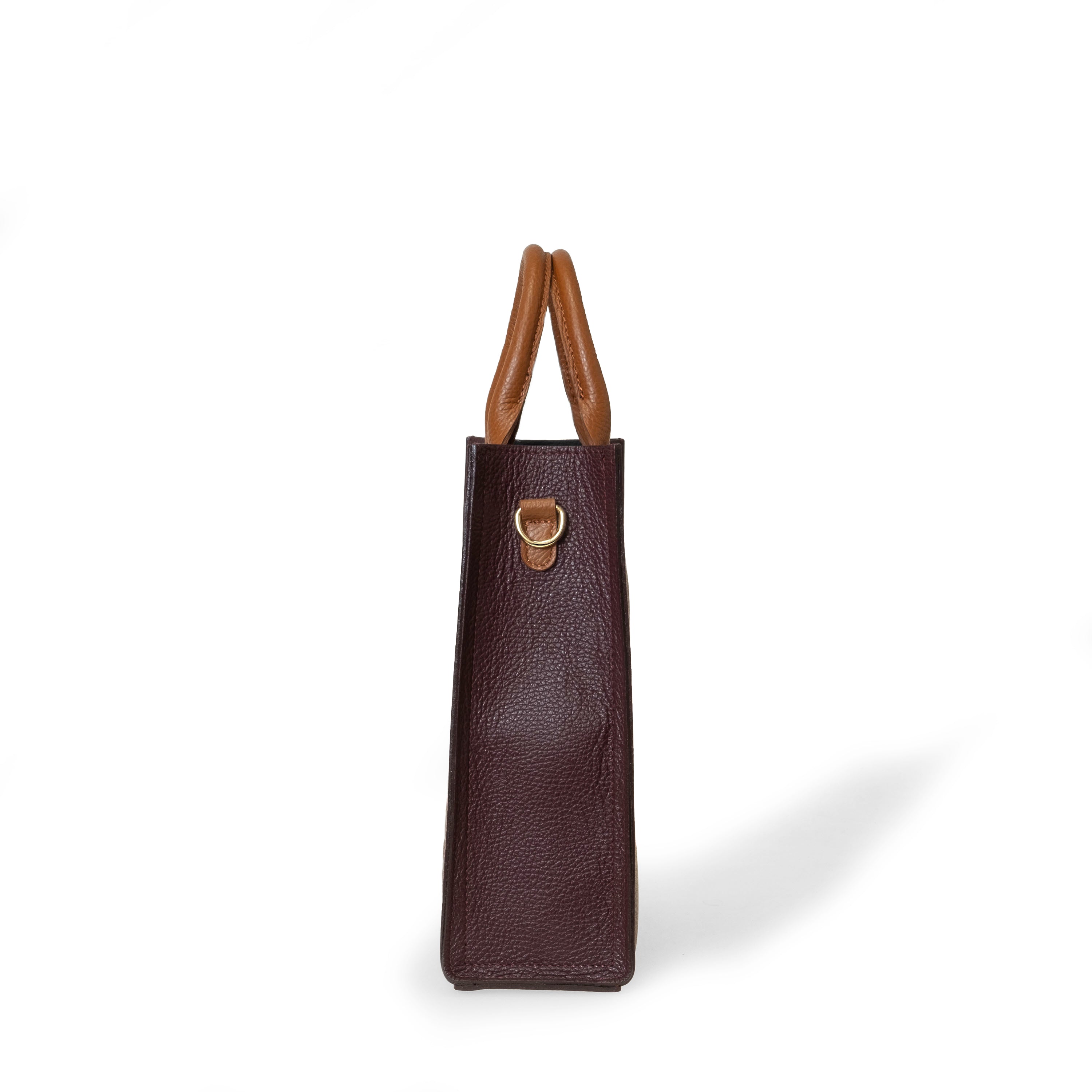 NANZ Milano Pebbled Leather Compact Tote - Burgundy