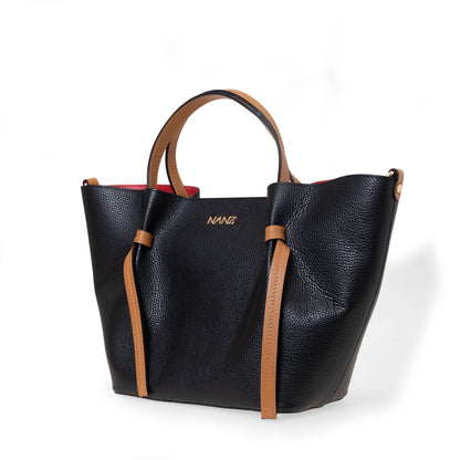 NANZ Élodie Noir Tan Leather Handbag