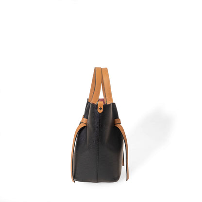 NANZ Élodie Noir Tan Leather Handbag