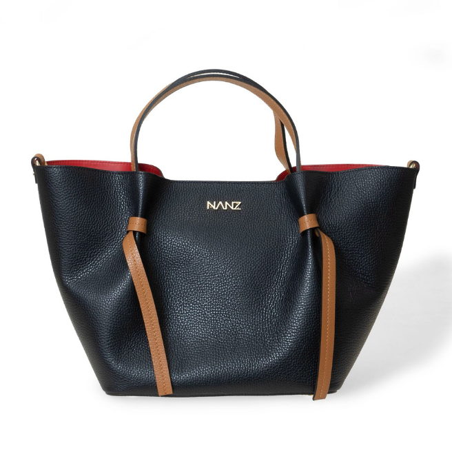 NANZ Élodie Noir Tan Leather Handbag