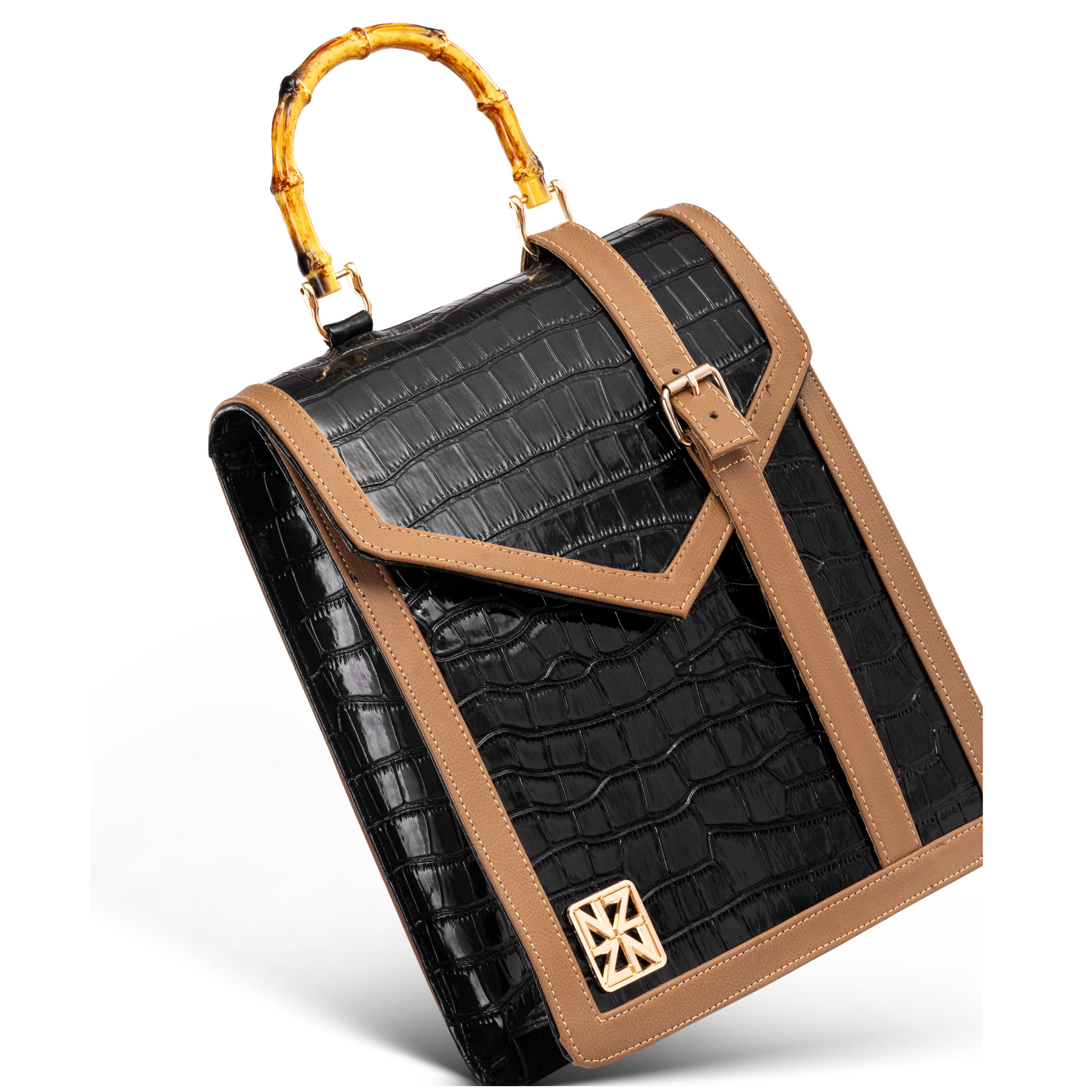 NANZ HERITAGE BAMBOO HANDBAG - Black