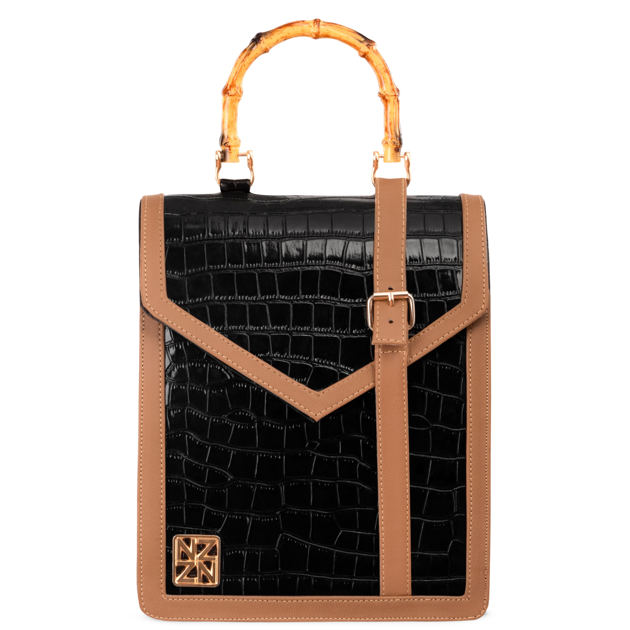 NANZ HERITAGE BAMBOO HANDBAG - Black