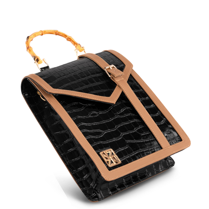 NANZ HERITAGE BAMBOO HANDBAG - Black