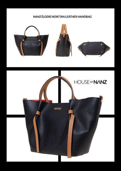 NANZ Élodie Noir Tan Leather Handbag