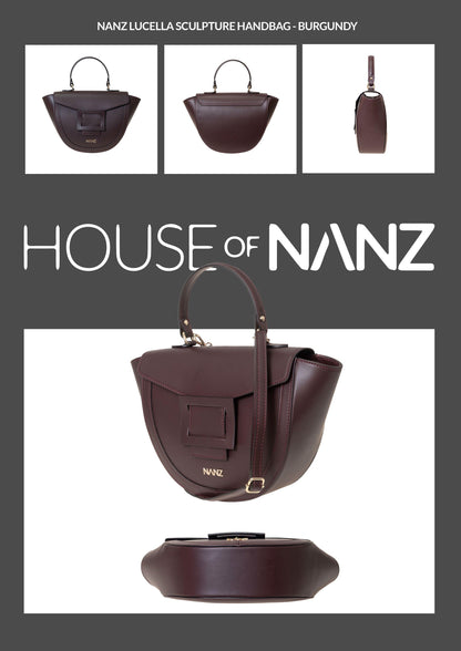 NANZ Lucella Sculpture Handbag -  Burgundy
