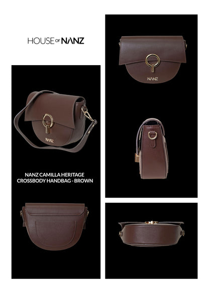 NANZ Camilla Heritage Crossbody Handbag - Brown