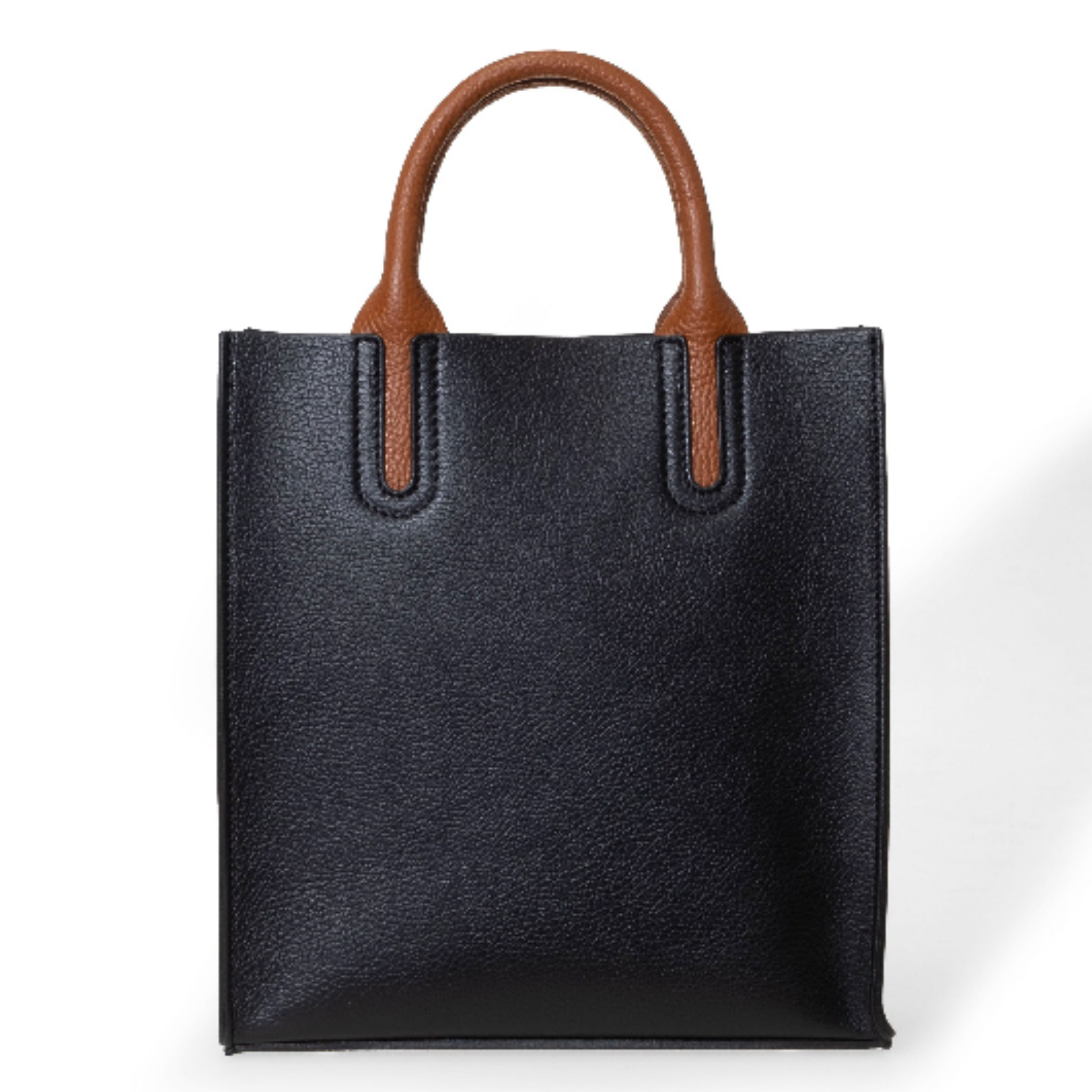 NANZ Milano Compacte Tote van Gekorreld Leer - Zwart