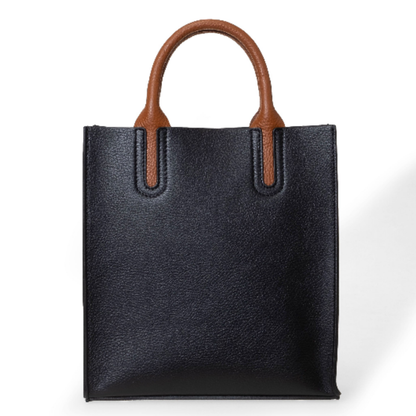 NANZ Milano Compacte Tote van Gekorreld Leer - Zwart