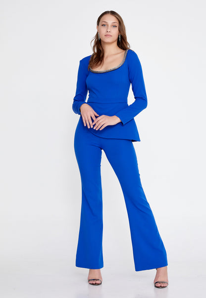 NANZ long sleeve crepe regular fit regular evening jumpsuit.